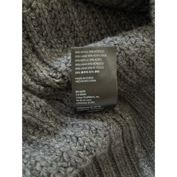 Anthropologie Wool Blend Sweater Cardigan Women S Gray Ribbed Chunky Deep V Neck - Picture 11 of 11